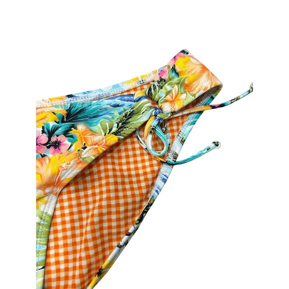 Body Glove Floral Gingham Reversible Bikini Tropical Print Swimwear Sz Medium - Picture 3 of 10